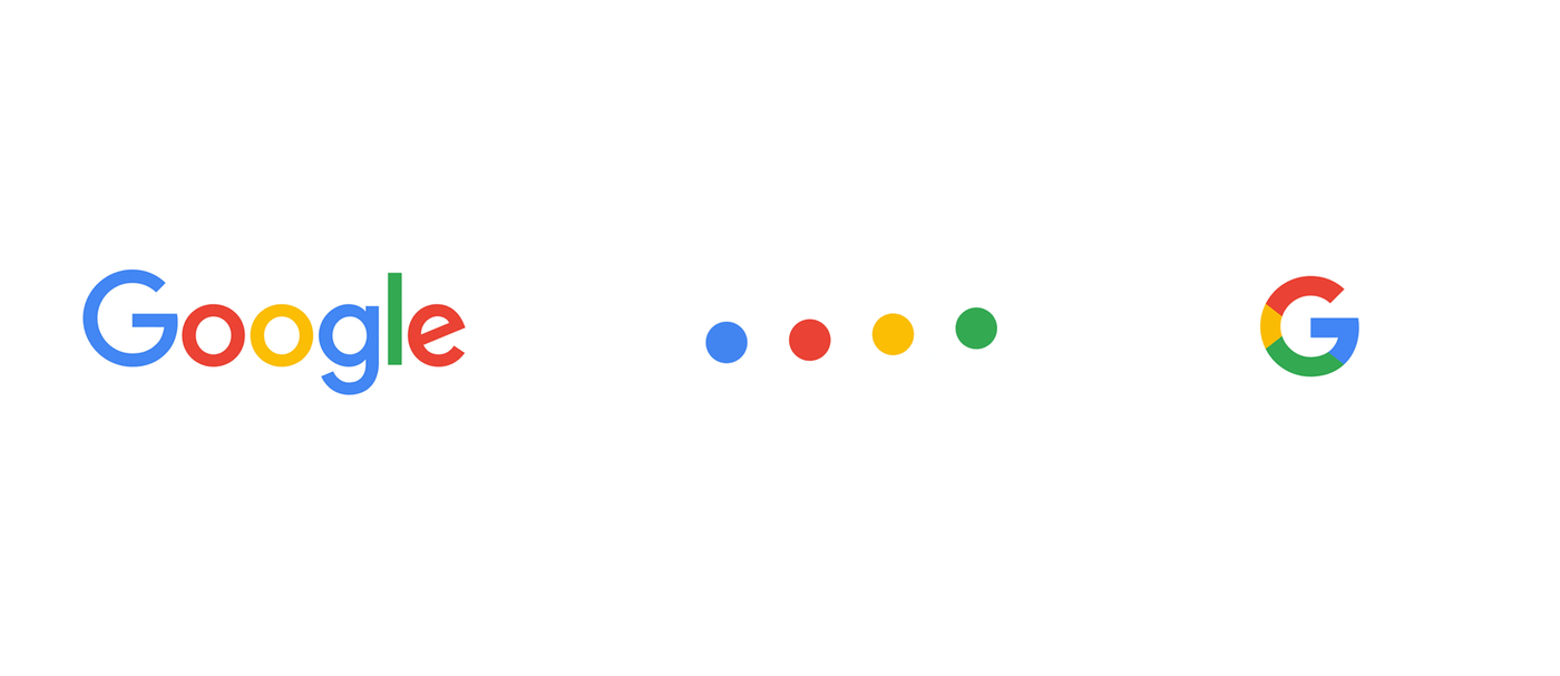 Візуальна система Google: повний логотип, чотири кольорові крапки та компактний знак G